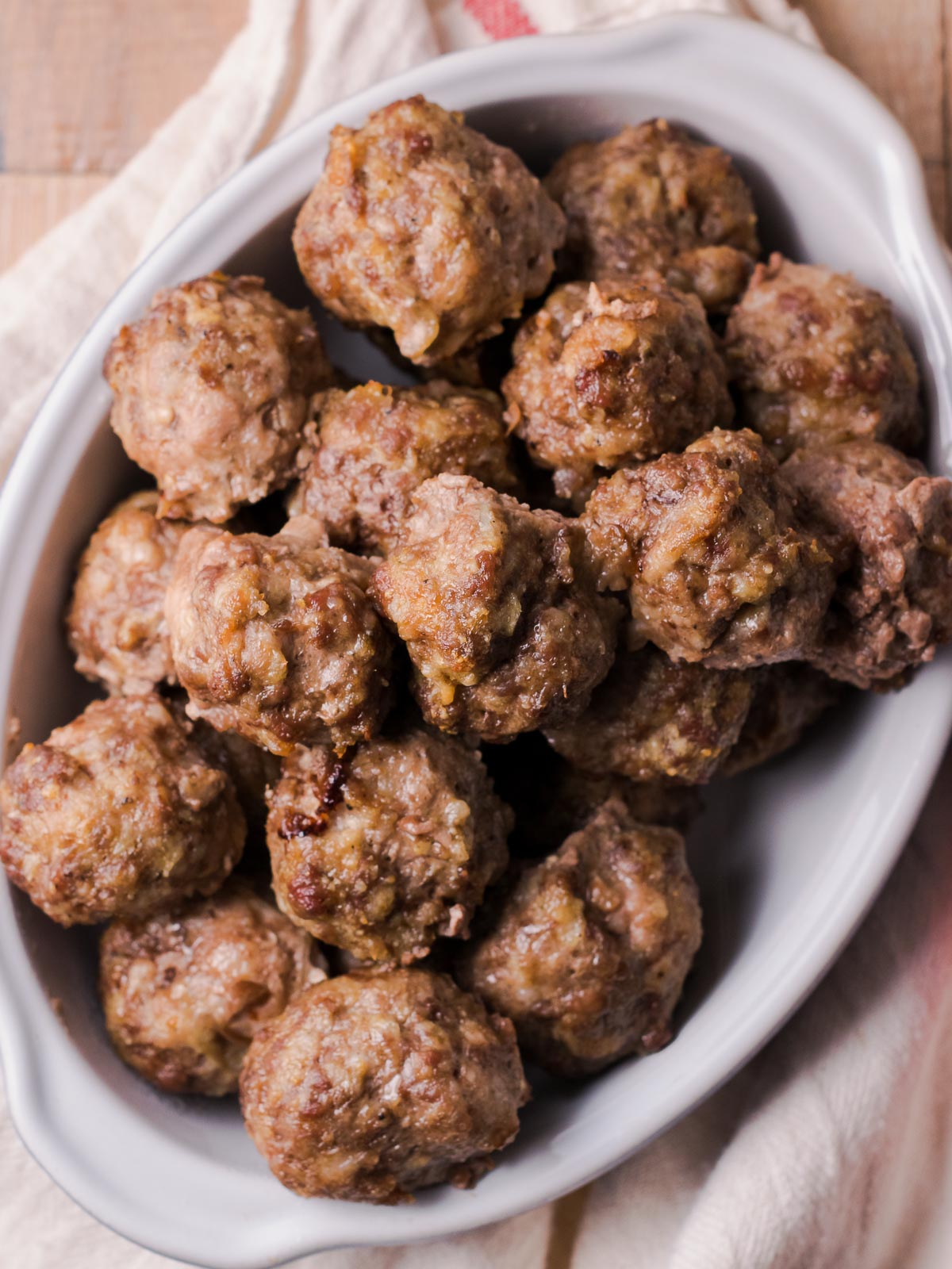 A bowl of cooked Gluten Free Meatballs.