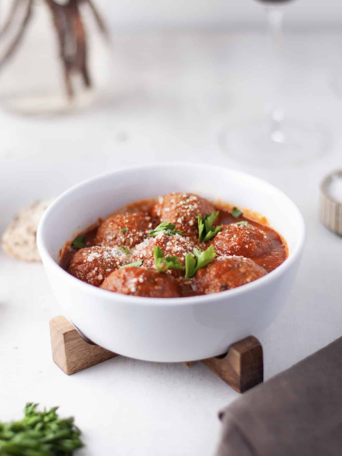 Spicy chipotle meatballs served in a bowl.