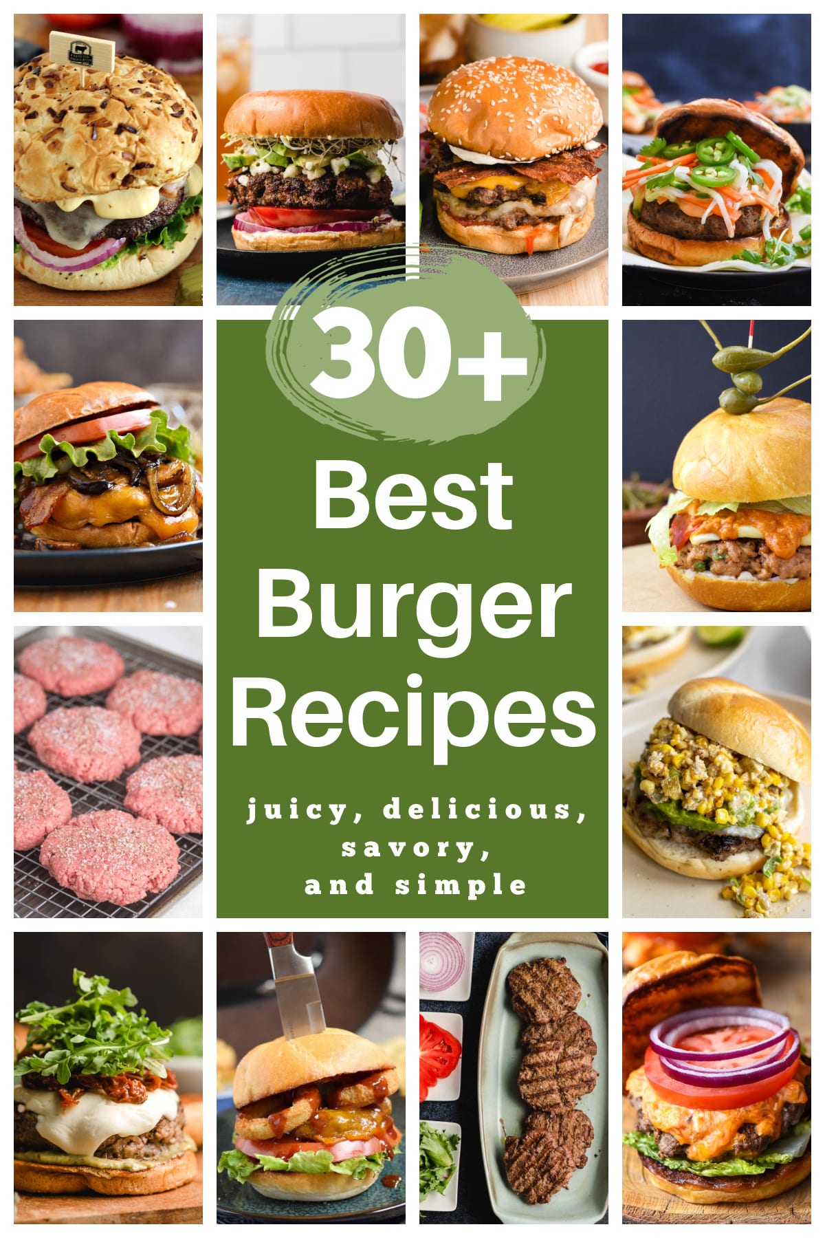 A banner featuring various burger images.