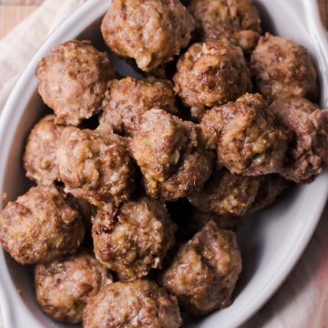 A platter of gluten free meatballs without breadcrumbs.