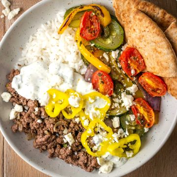 Greek gyro bowls with ground beef