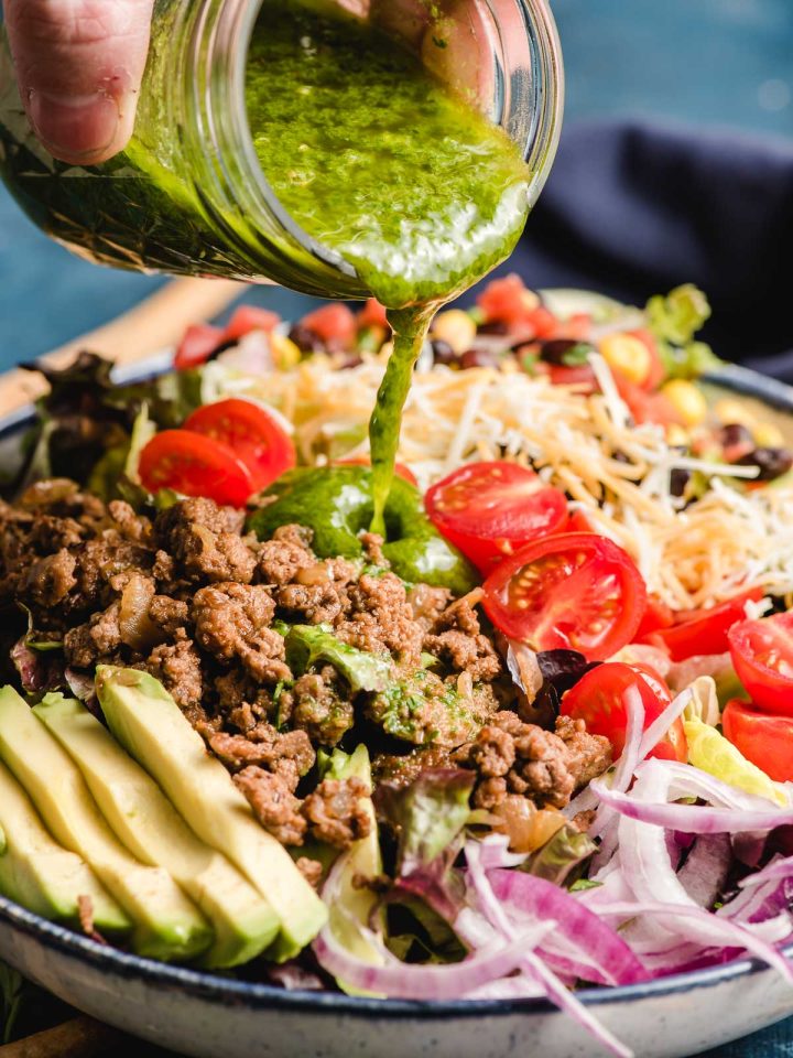 Ground Beef Taco Salad with Cilantro Lime Vinaigrette - Ground Beef Recipes